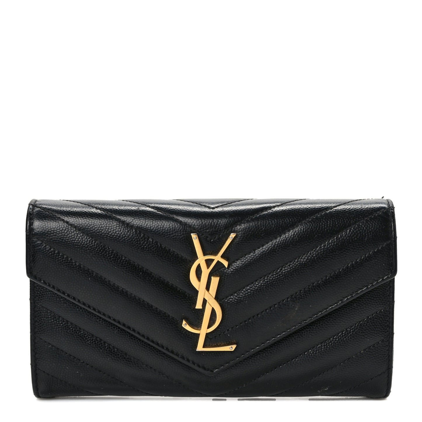 Grain De Poudre Matelasse Chevron Monogram Flap Wallet Black