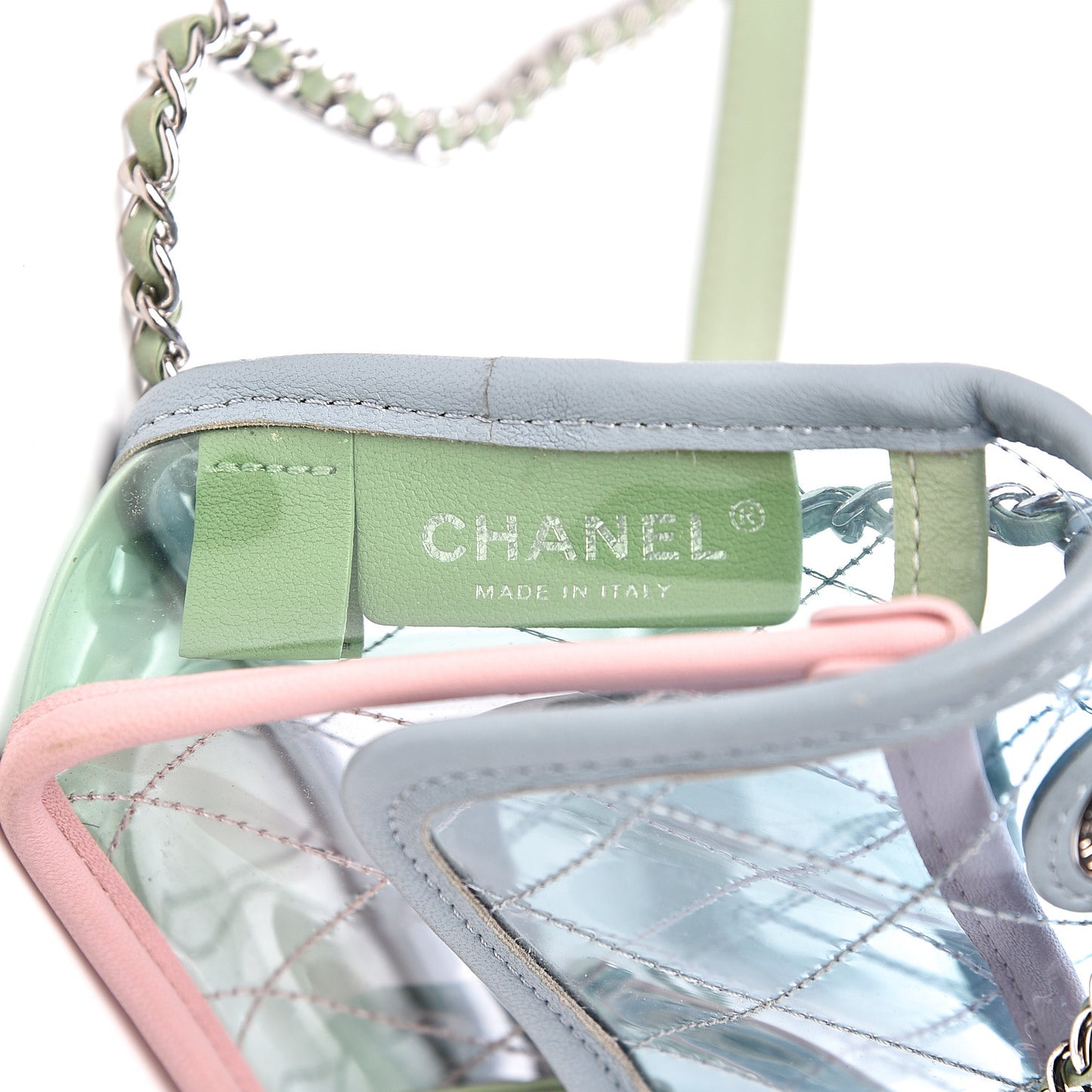 Lambskin PVC Quilted Mini Coco Splash Flap Blue Green