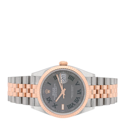 Rolex Stainless Steel 18K Everose Gold 36mm Oyster Perpetual Wimbledon Datejust Watch Slate 126231 Slate 2 of 5