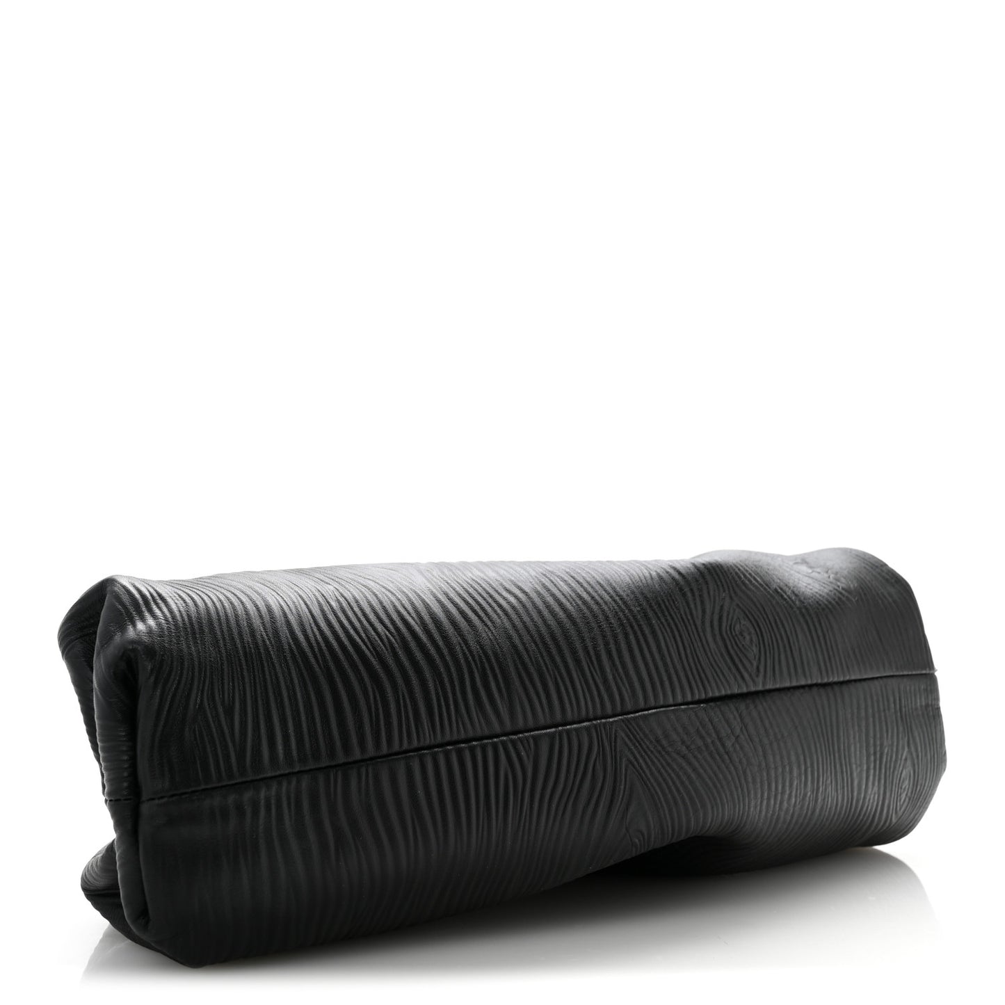 Bark Calfskin Embossed The Pouch Oversized Clutch Black