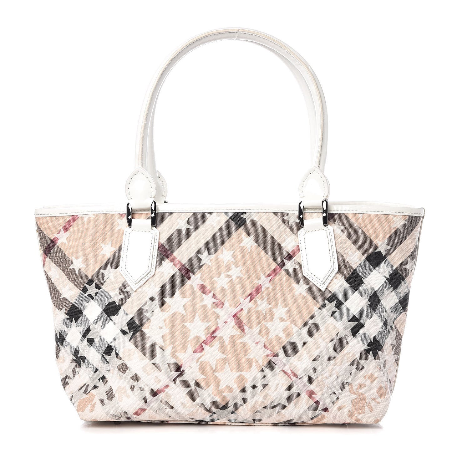 Patent Supernova Check Stars Medium Nickie Tote White