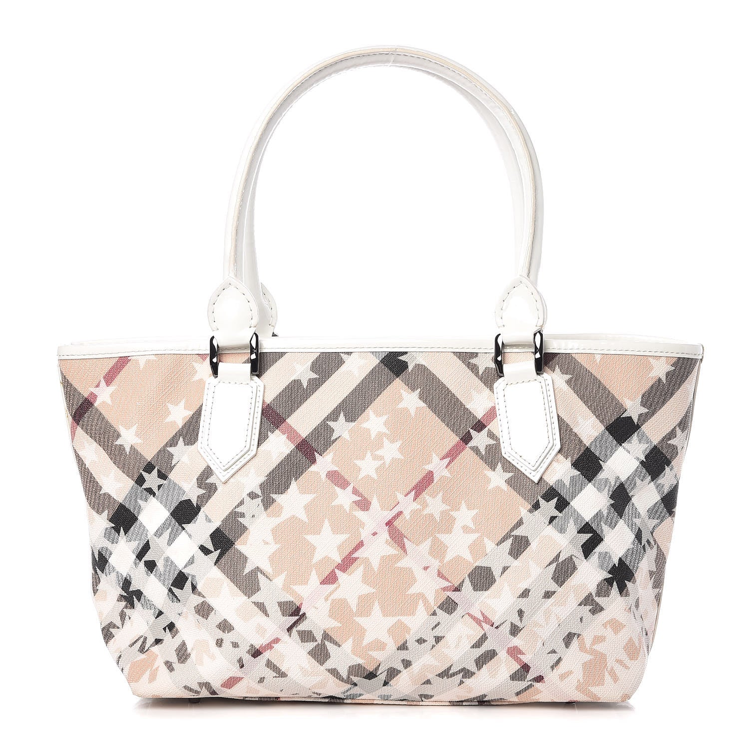 Burberry Patent Supernova Check Stars Medium Nickie Tote White 1 of 21