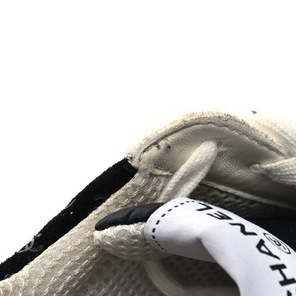 Chanel Nylon Suede Calfskin Printed CC Sneakers 41 White Black 8 of 8