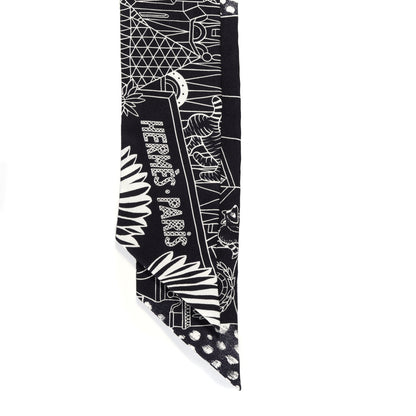Hermes Silk Animapolis Twilly Black White 3 of 4