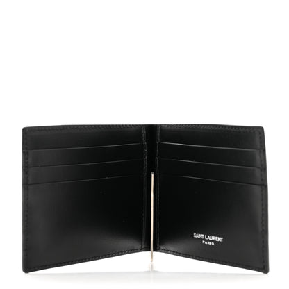 Saint Laurent Shiny Calfskin Tiny Cassandre Bill Clip Wallet Black 5 of 7