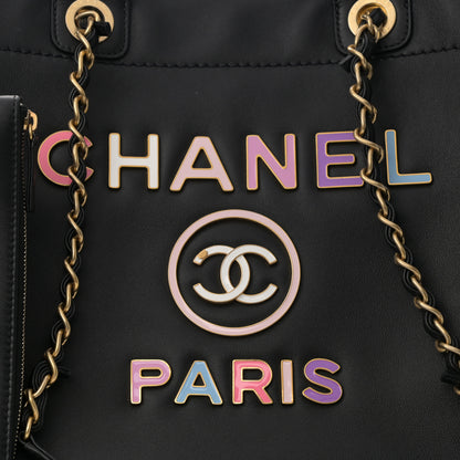 Chanel Calfskin Medium Deauville Tote Black Multicolor 9 of 12