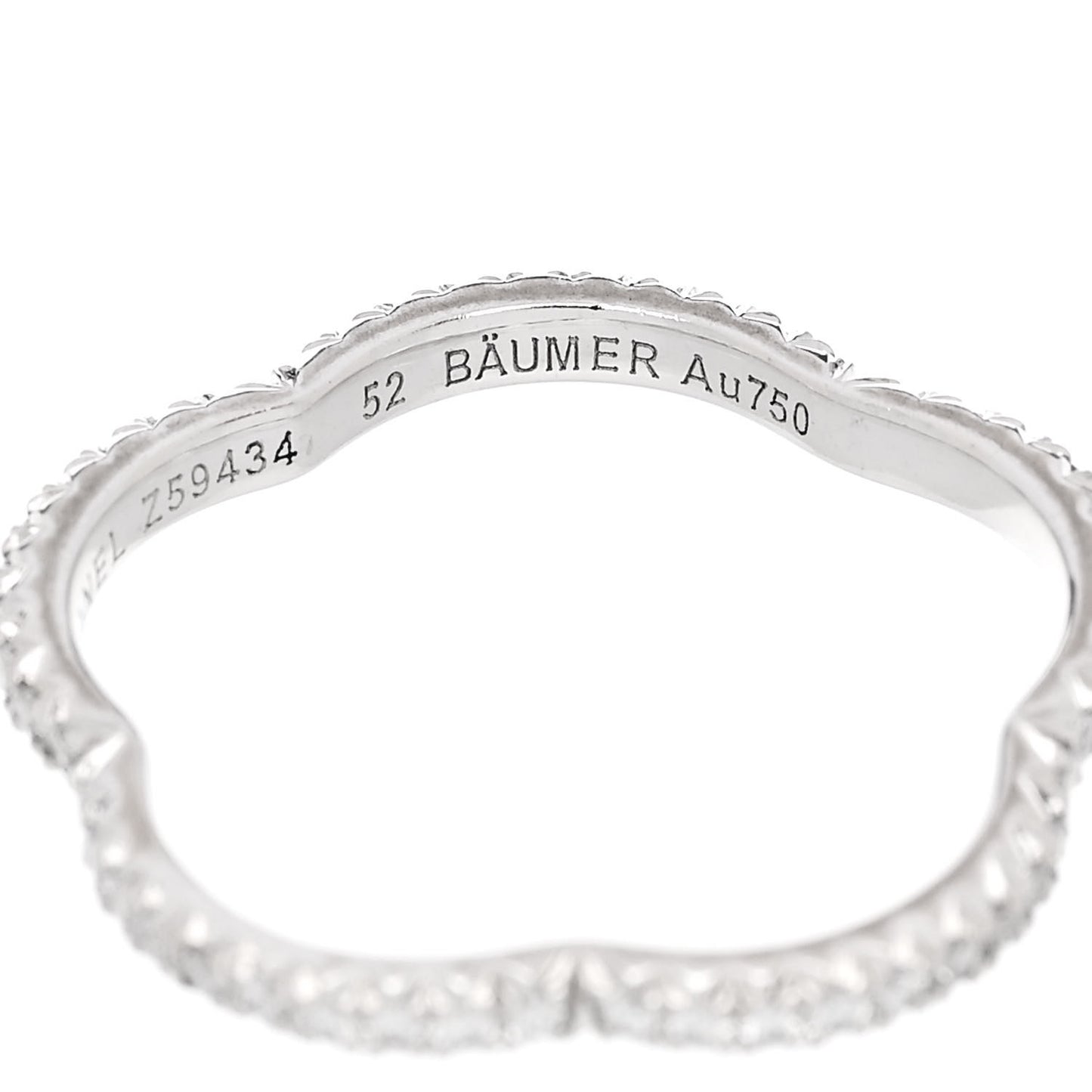 18K White Gold Diamond Camellia Pave Band Ring 52 6