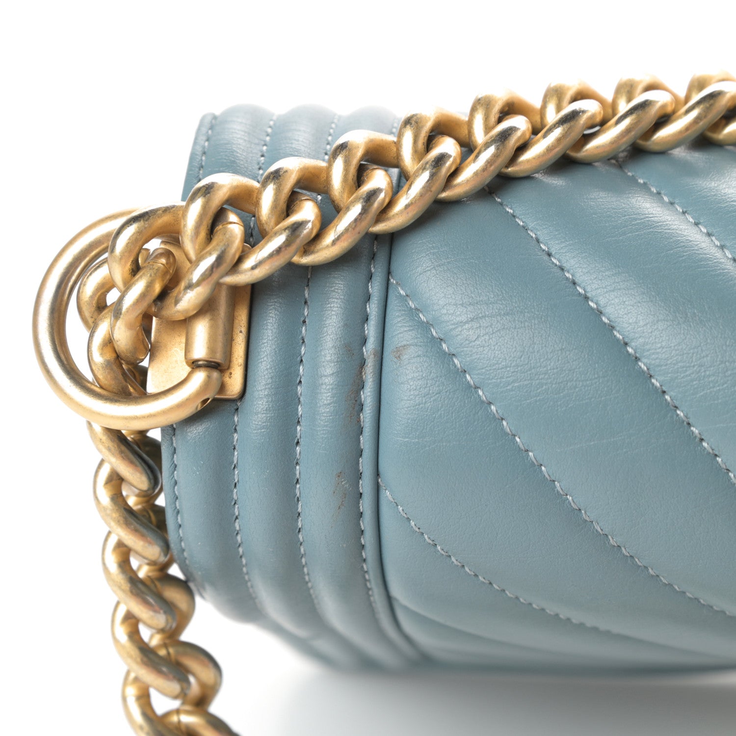 Chanel Calfskin Chevron Quilted Medium Boy Flap Blue 19 of 19