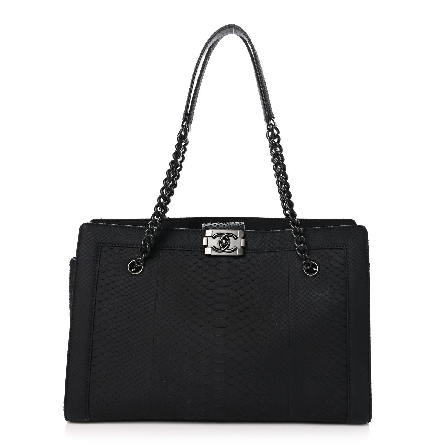 Chanel Snakeskin Boy Shopping Tote So Black 1 of 10