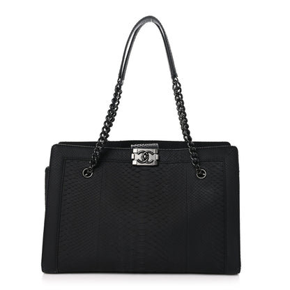Chanel Snakeskin Boy Shopping Tote So Black 1 of 10