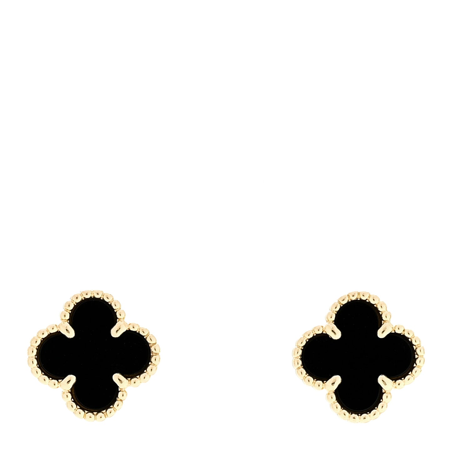 18K Yellow Gold Black Onyx Sweet Alhambra Earrings