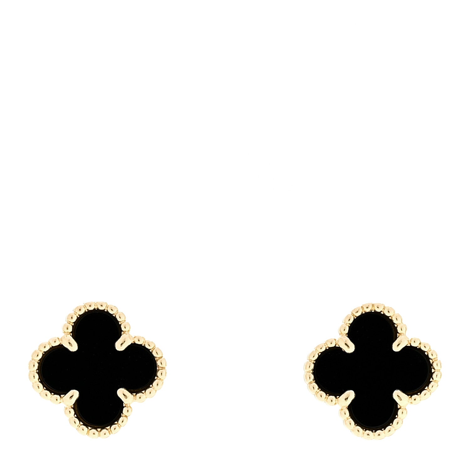 Van Cleef & Arpels 18K Yellow Gold Black Onyx Sweet Alhambra Earrings 1 of 5