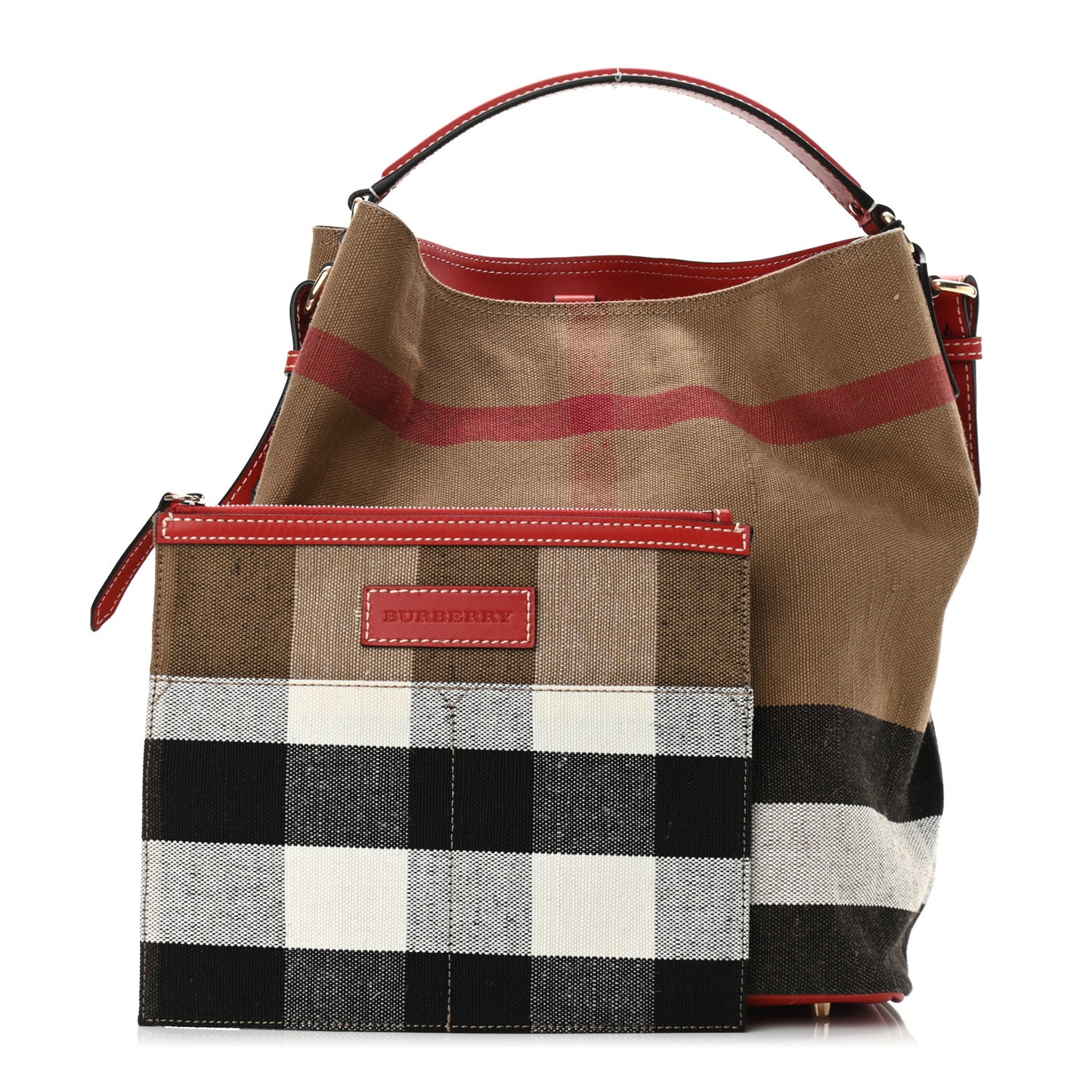 Canvas Mega Check Medium Ashby Hobo Cadmium Red