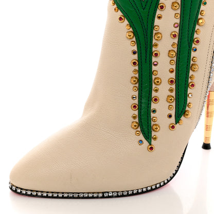 Gucci Calfskin Floral Crystal Embroidered Fosca Boots 36.5 Mystic White 9 of 12