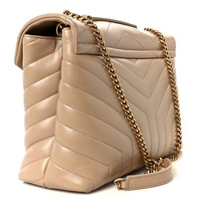 Saint Laurent Calfskin Y Quilted Monogram Medium Loulou Chain Satchel Dark Beige 3 of 11