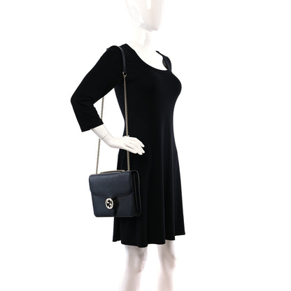 Gucci Dollar Calfskin Interlocking G Shoulder Bag Black 3 of 9