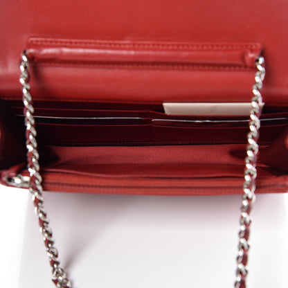 Chanel Lambskin Camellia Embossed Wallet On Chain WOC Red 7 of 19