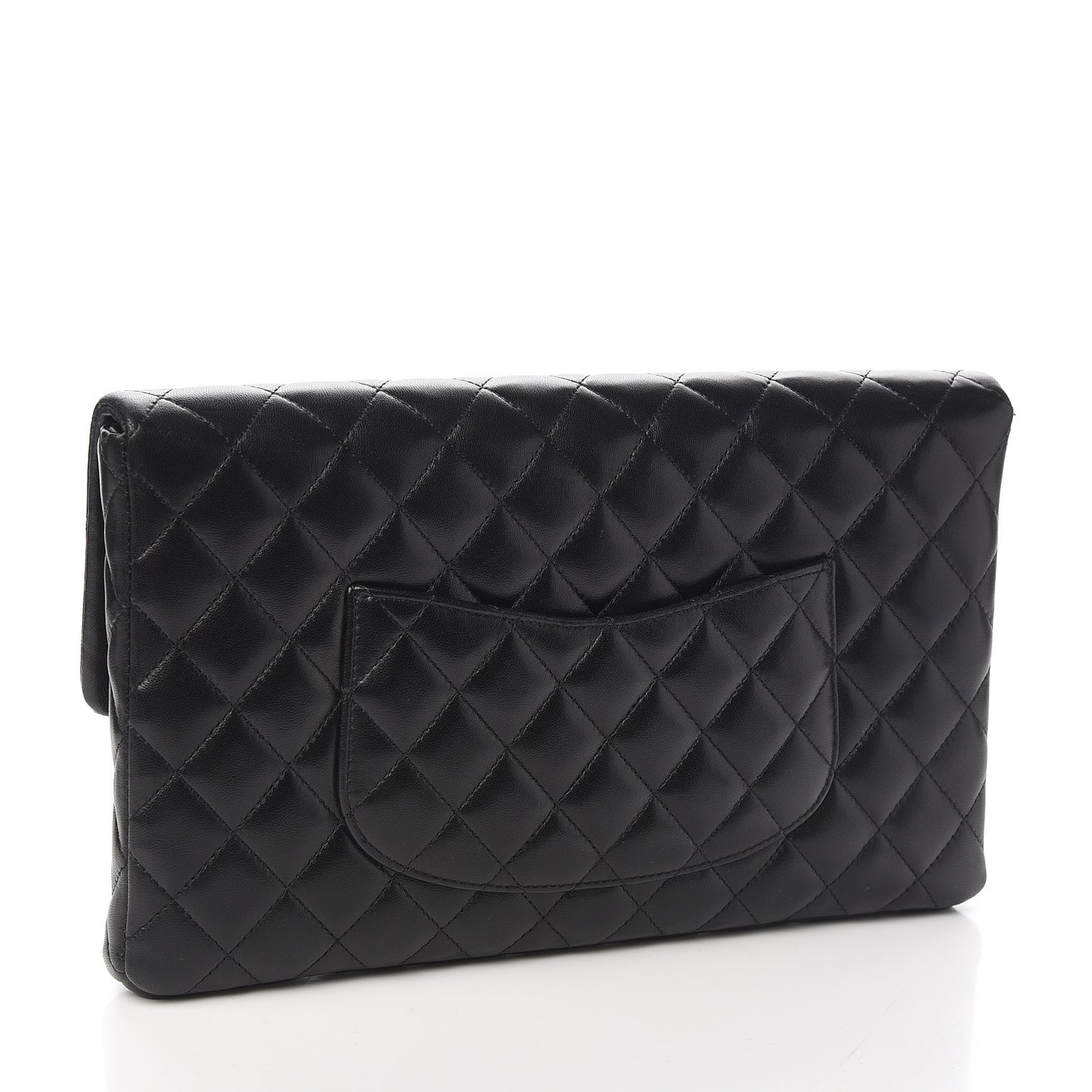 Lambskin Quilted Flap Clutch Black
