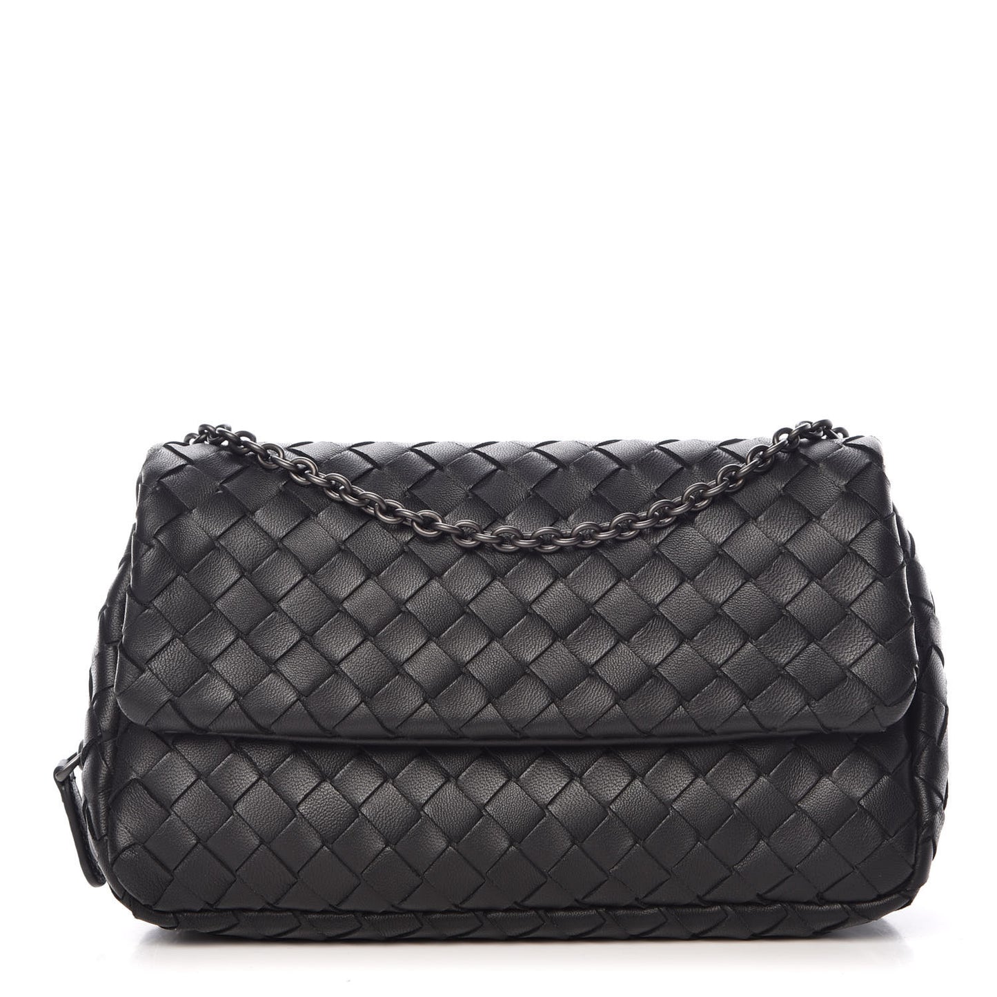 Nappa Intrecciato Mini Chain Messenger Black