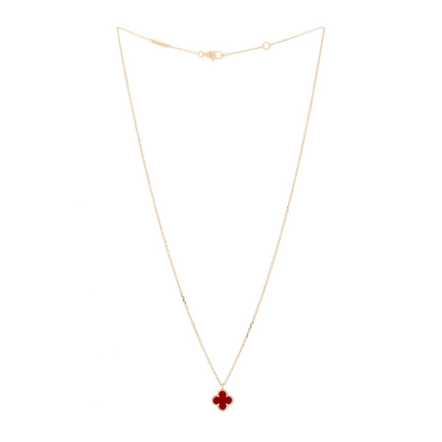 18K Rose Gold Carnelian Sweet Alhambra Pendant Necklace
