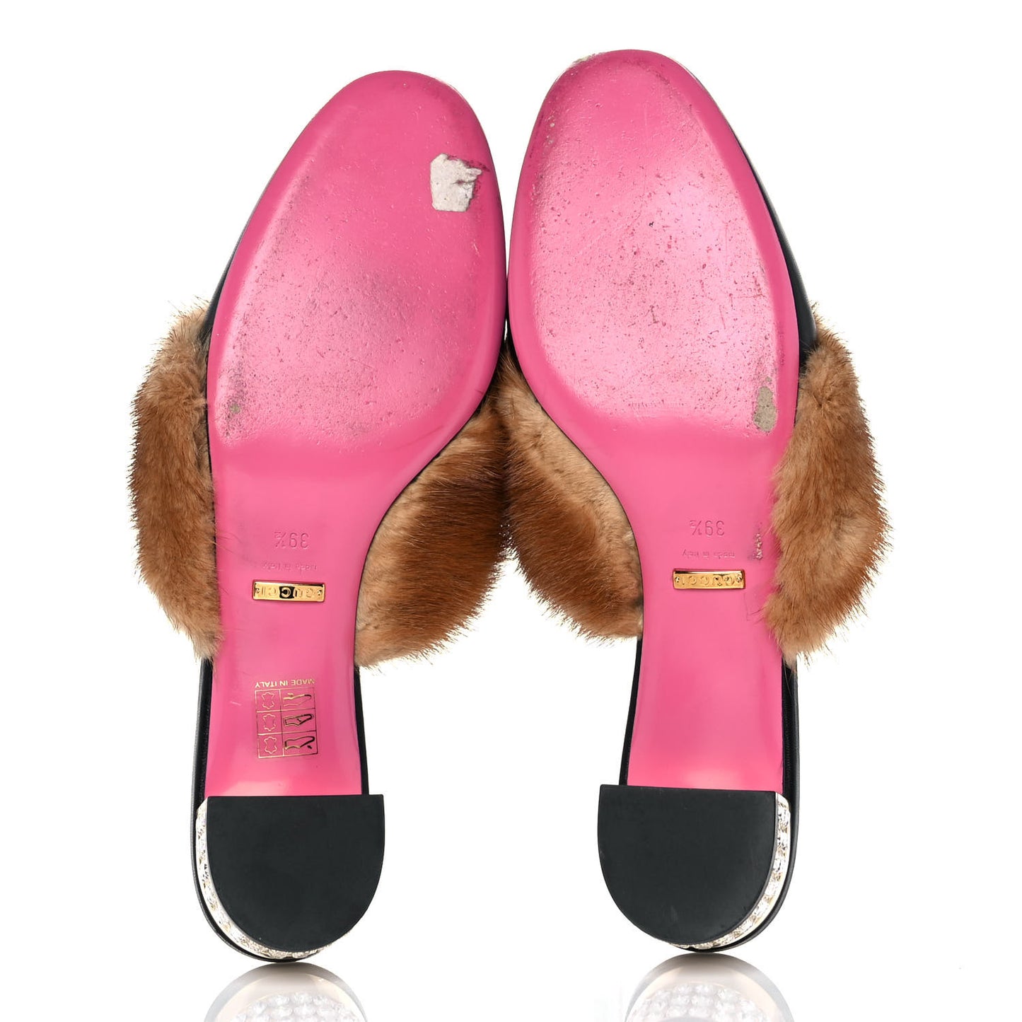 Mink Malaga Kid Crystal Candy Mules 39.5 Light Brown Black