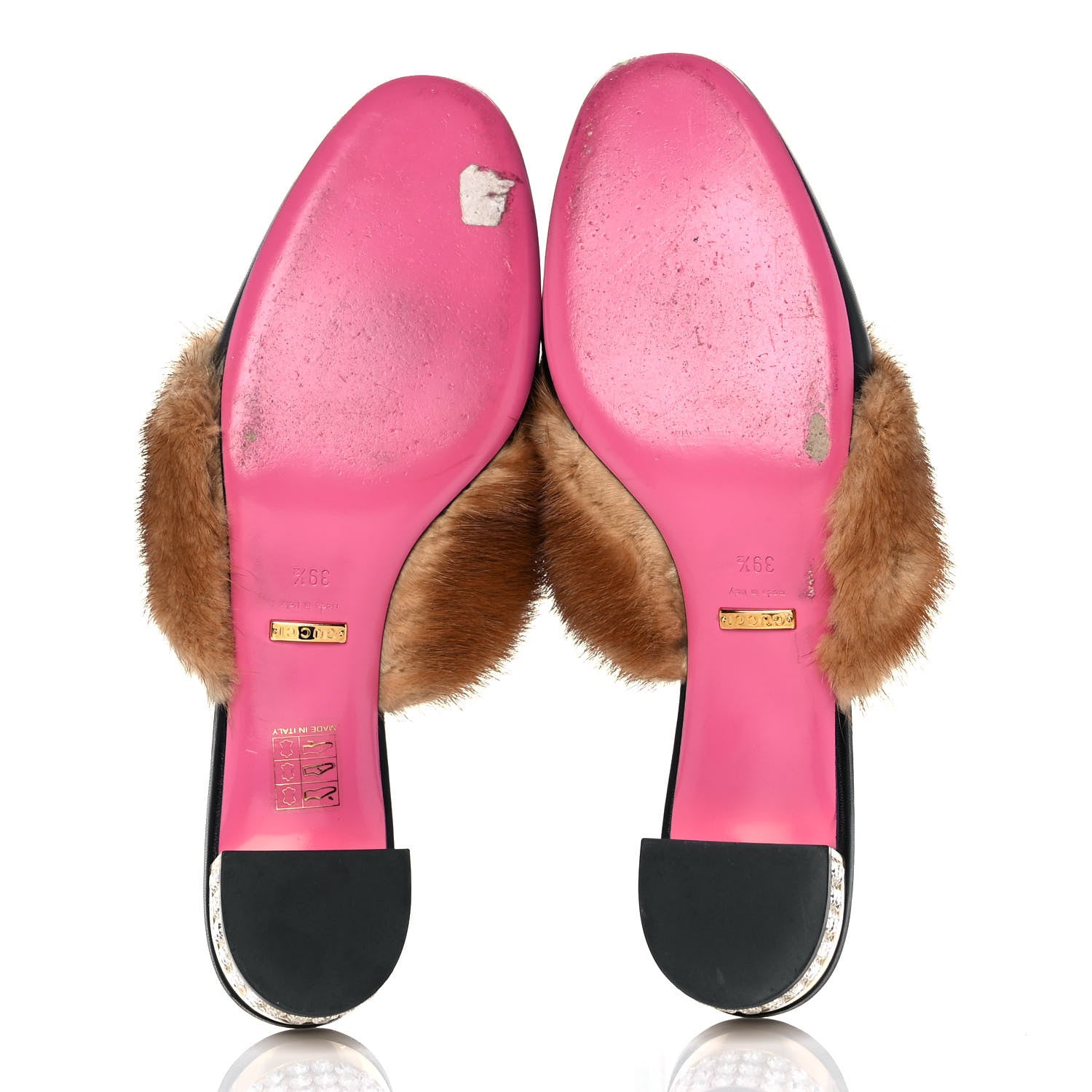 Gucci Mink Malaga Kid Crystal Candy Mules 39.5 Light Brown Black 5 of 9