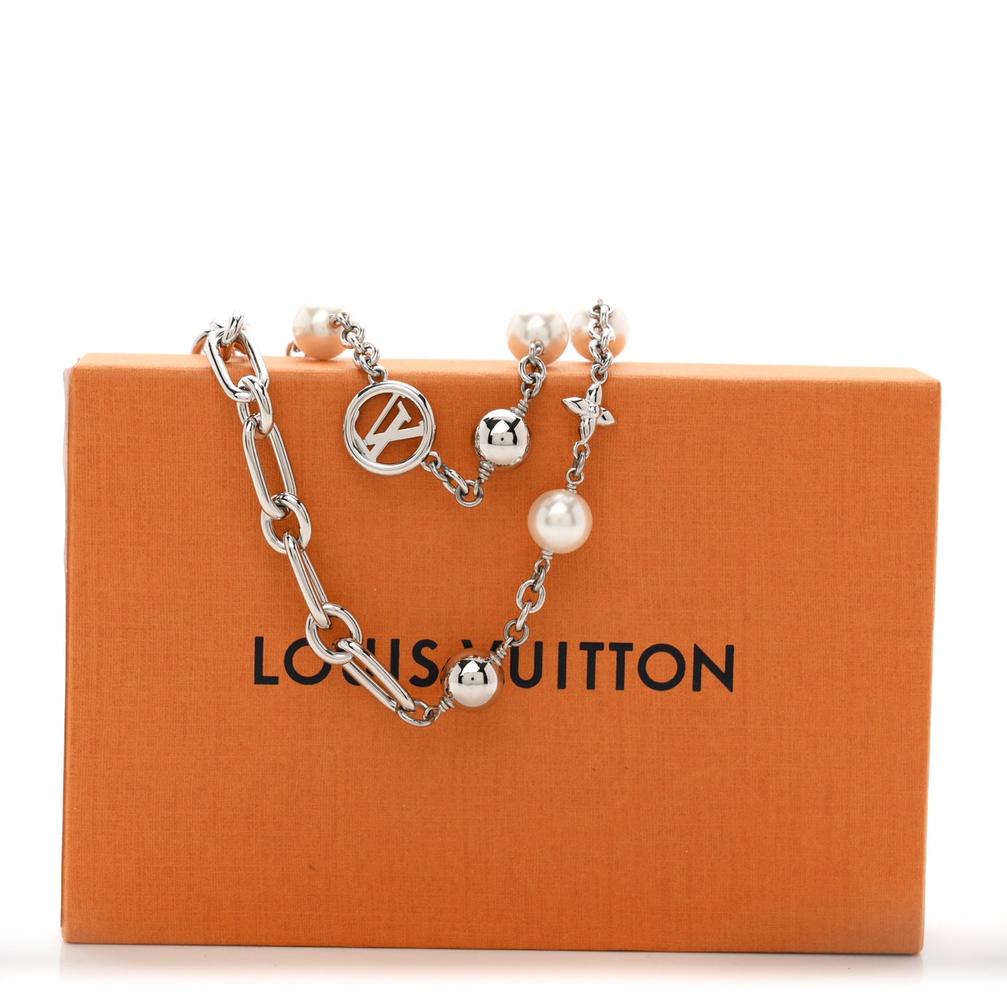 Metal Pearl Chain Midnight Bag Charm Silver
