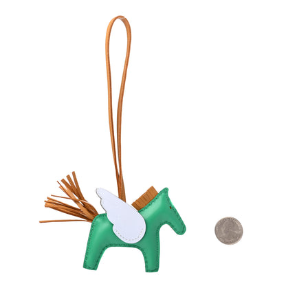 Hermes Milo Lambskin Grigri Rodeo Pegase Horse Bag Charm PM Menthe Sesame Bleu Brume 2 of 4