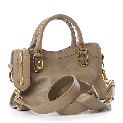 Balenciaga Chevre Gold Metallic Edge Hardware Mini City Beige Latte 3 of 10