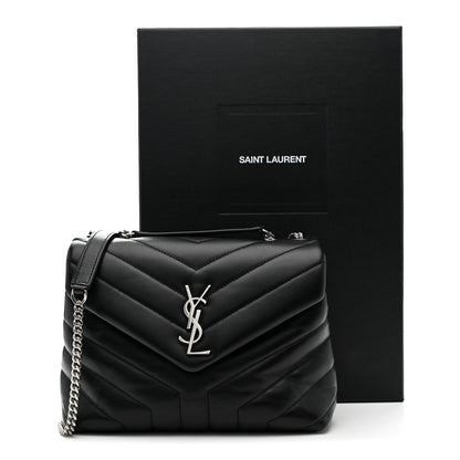 Saint Laurent Calfskin Y Quilted Monogram Small Loulou Chain Satchel Black 14 of 14