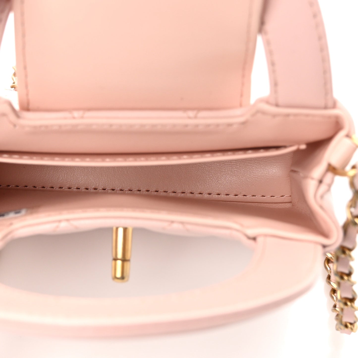 Shiny Aged Calfskin Quilted Mini Nano Kelly Shopper Light Pink