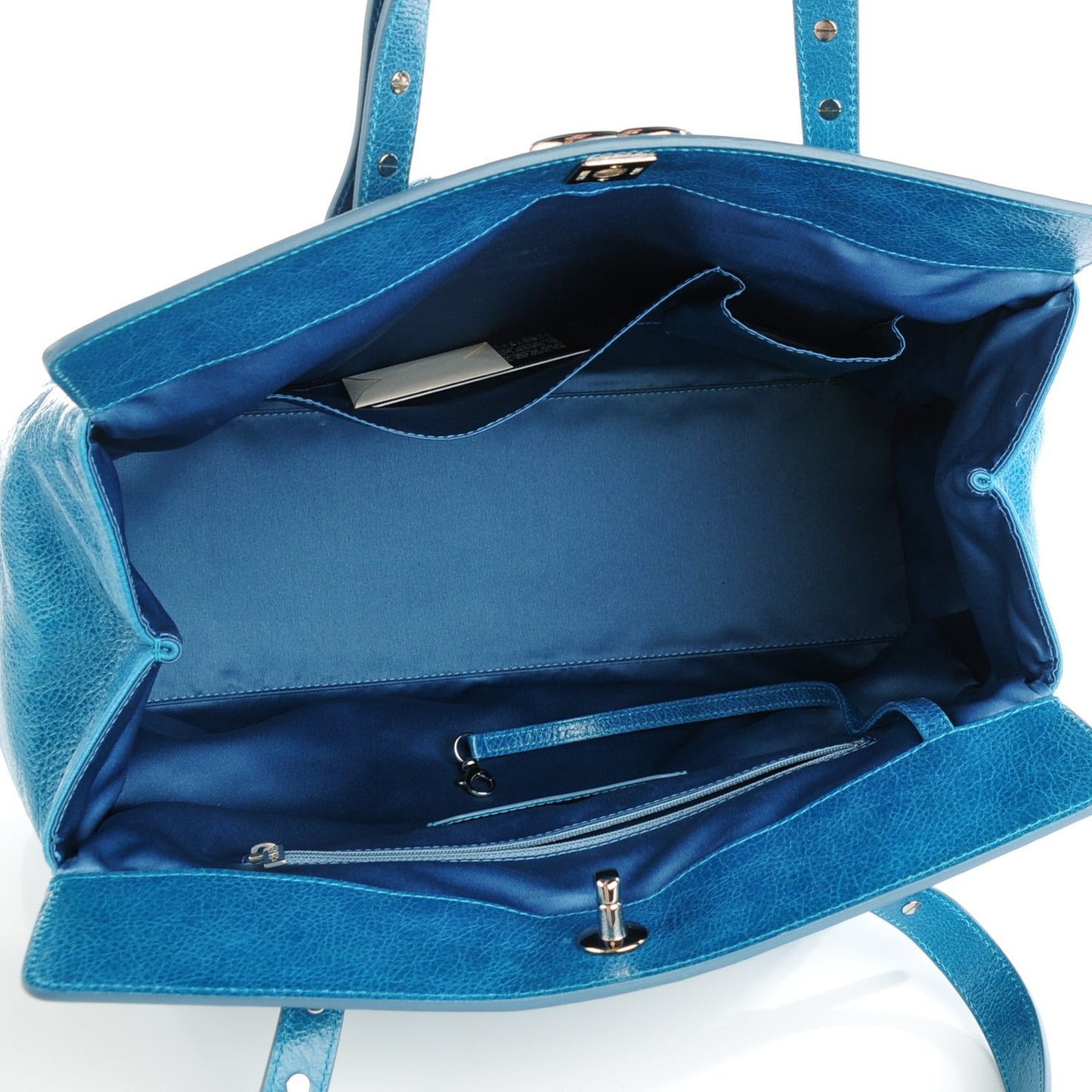 Glazed Calfskin Large On The Road Frame Tote Blue