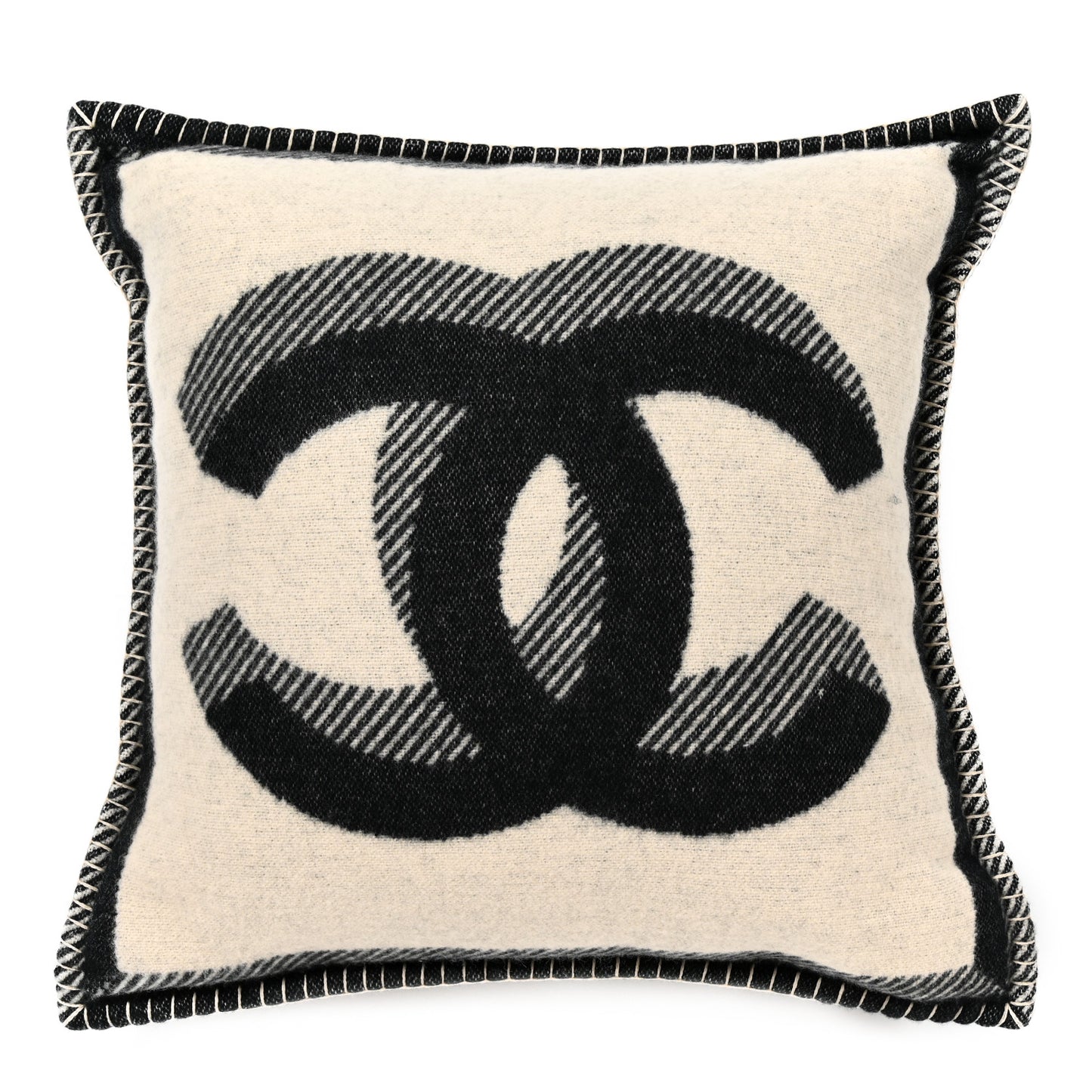 Merino Wool Cashmere CC Pillow Beige Black