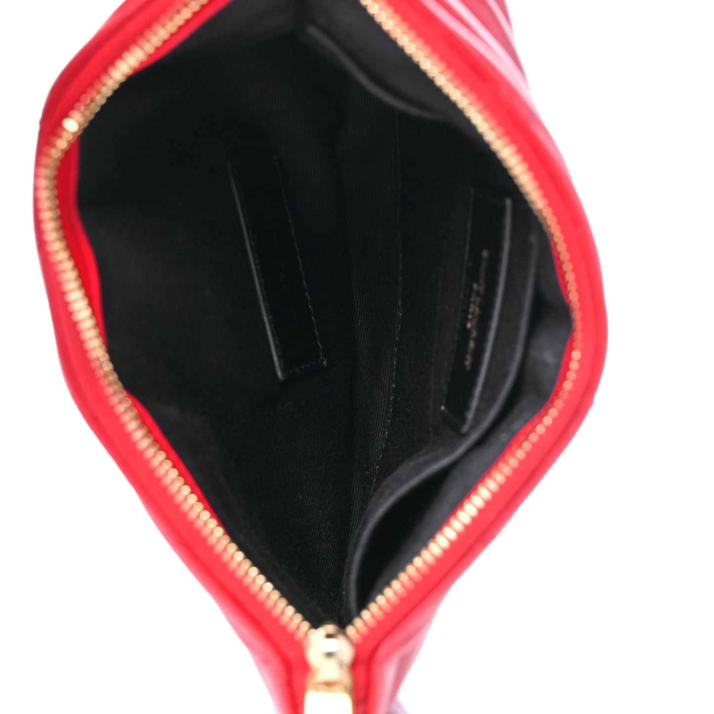 Calfskin Matelasse Chevron Monogram Pouch Red