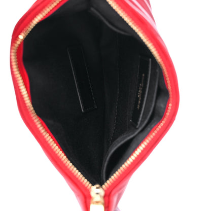 Saint Laurent Calfskin Matelasse Chevron Monogram Pouch Red 5 of 13