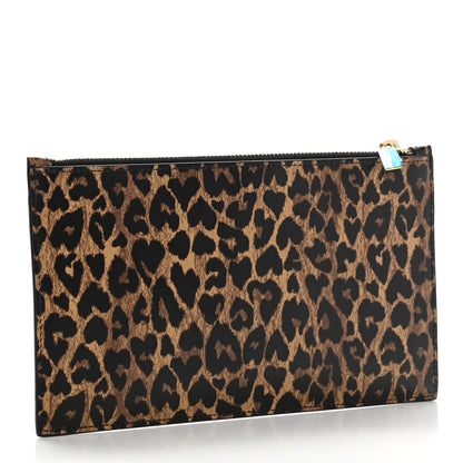 Saint Laurent Calfskin Monogram Printed Leopard Zip Bill Pouch Dark Gold Black 3 of 8