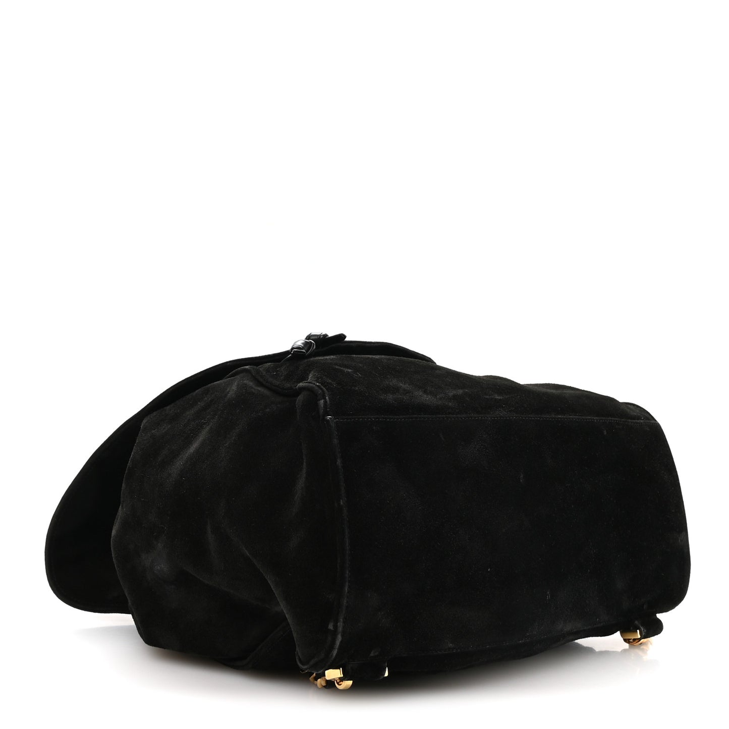 Suede CC Drawstring Backpack Black