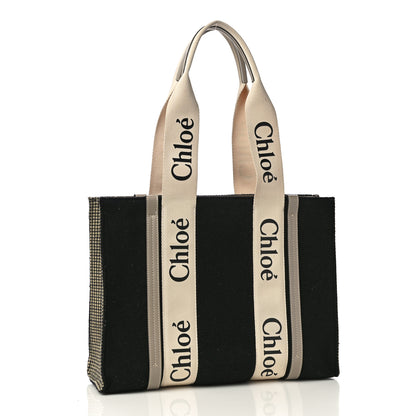 Chloe Felt Calfskin Medium Woody Ribbon Tote Navy 3 of 12
