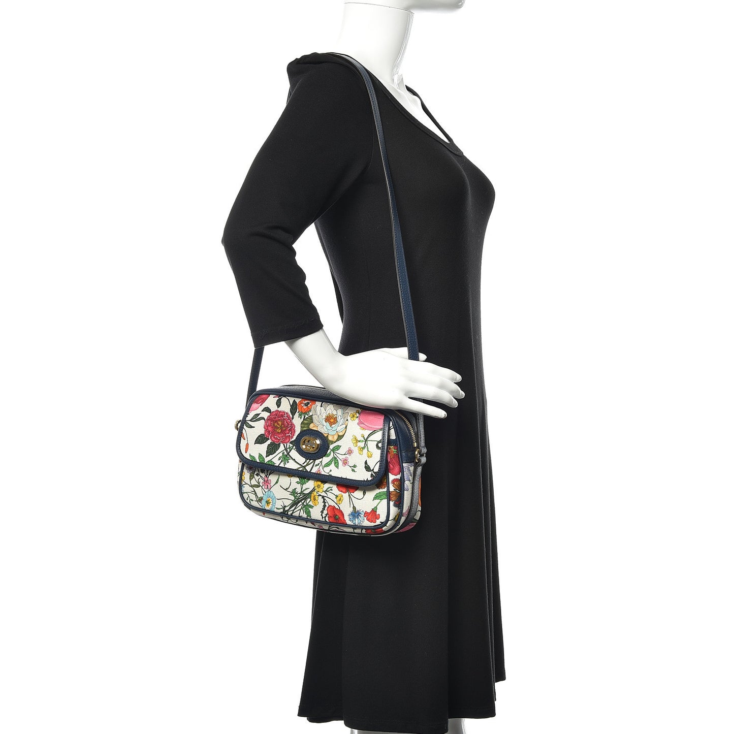 Canvas Flora Floral Shoulder Bag White Blue Agata Mulitcolor