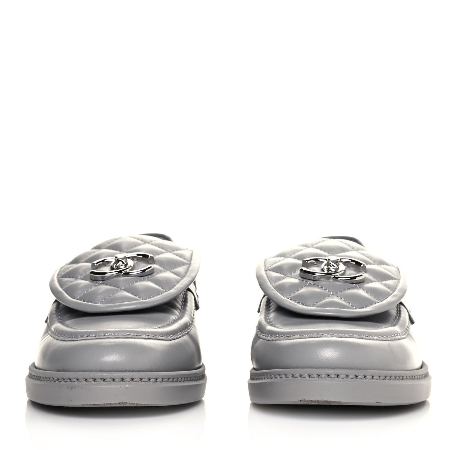 Lambskin Quilted CC Turnlock Loafers 41 Grey