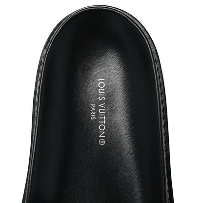 Louis Vuitton Calfskin Embossed Monogram Sunset Flat Comfort Mule 39 Black 7 of 9