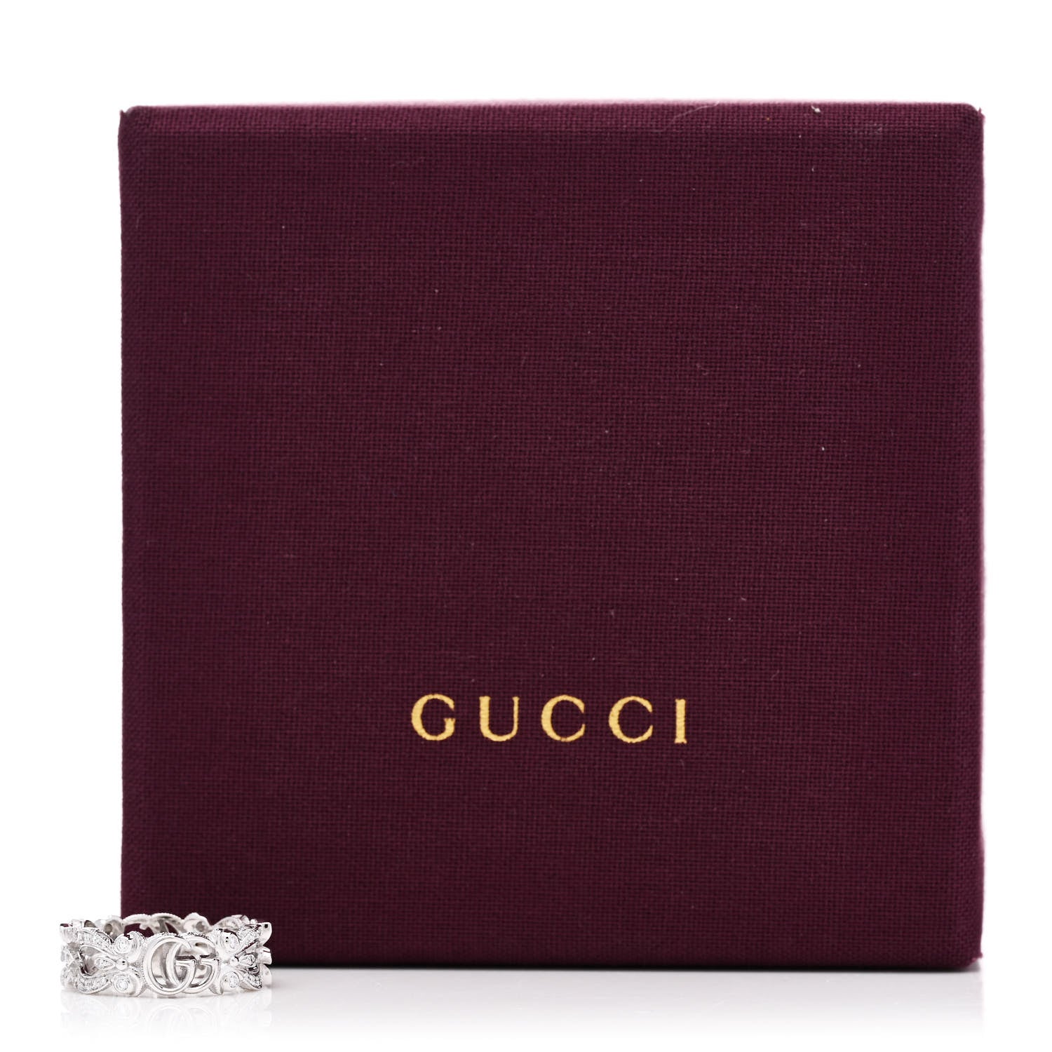 Gucci 18K White Gold Diamond Flora Pave Ring 48 4.5 5 of 5