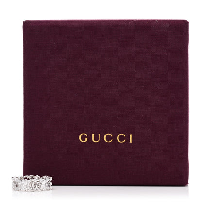 Gucci 18K White Gold Diamond Flora Pave Ring 48 4.5 5 of 5