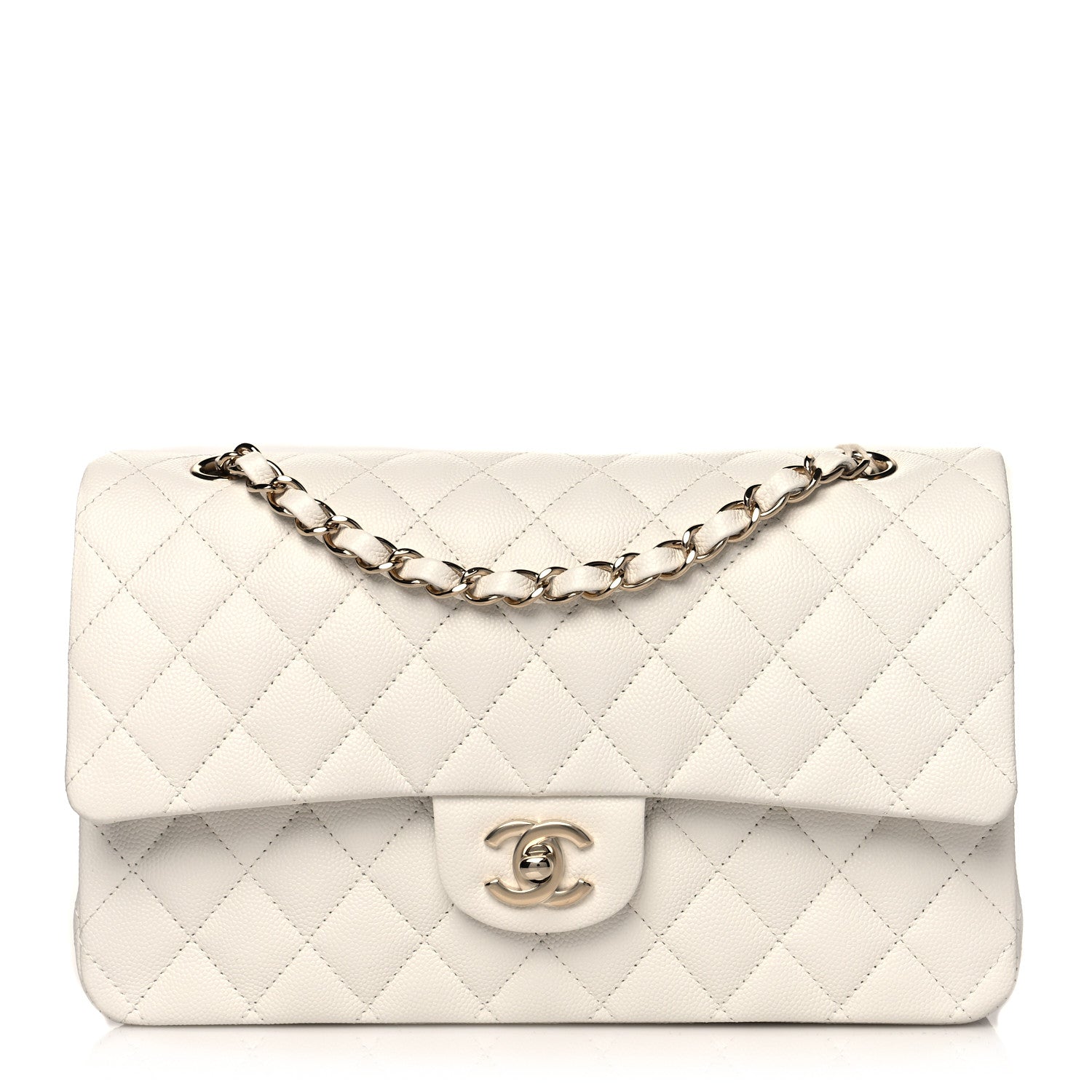 Chanel Caviar Quilted Medium Double Flap White 1 of 10