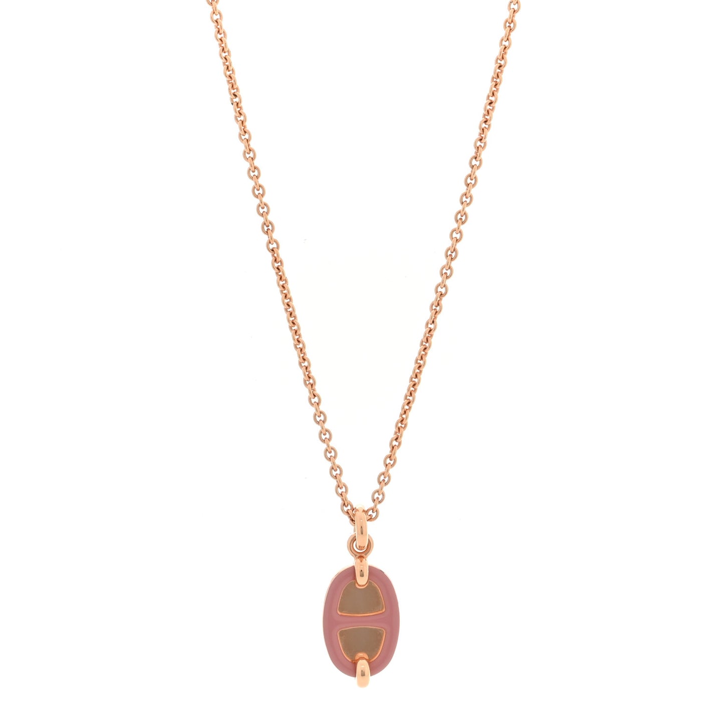 Metal Enamel Mini Maillon Pendant Necklace Rose Beaute