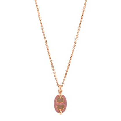Hermes Metal Enamel Mini Maillon Pendant Necklace Rose Beaute 1 of 6