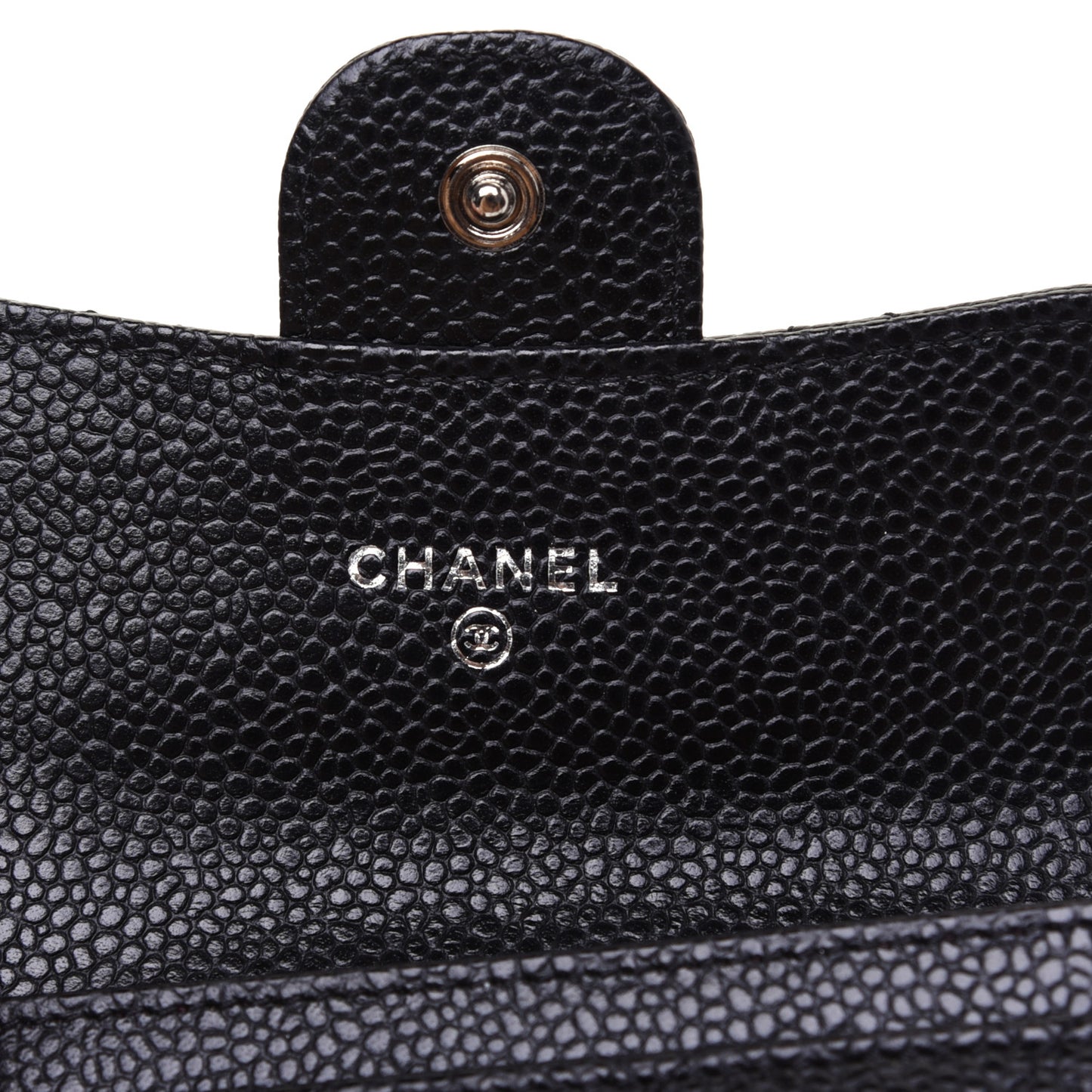 Caviar Quilted Flap Card Holder Black