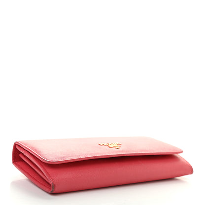Prada Saffiano Metal Continental Flap Wallet Fragola 4 of 15