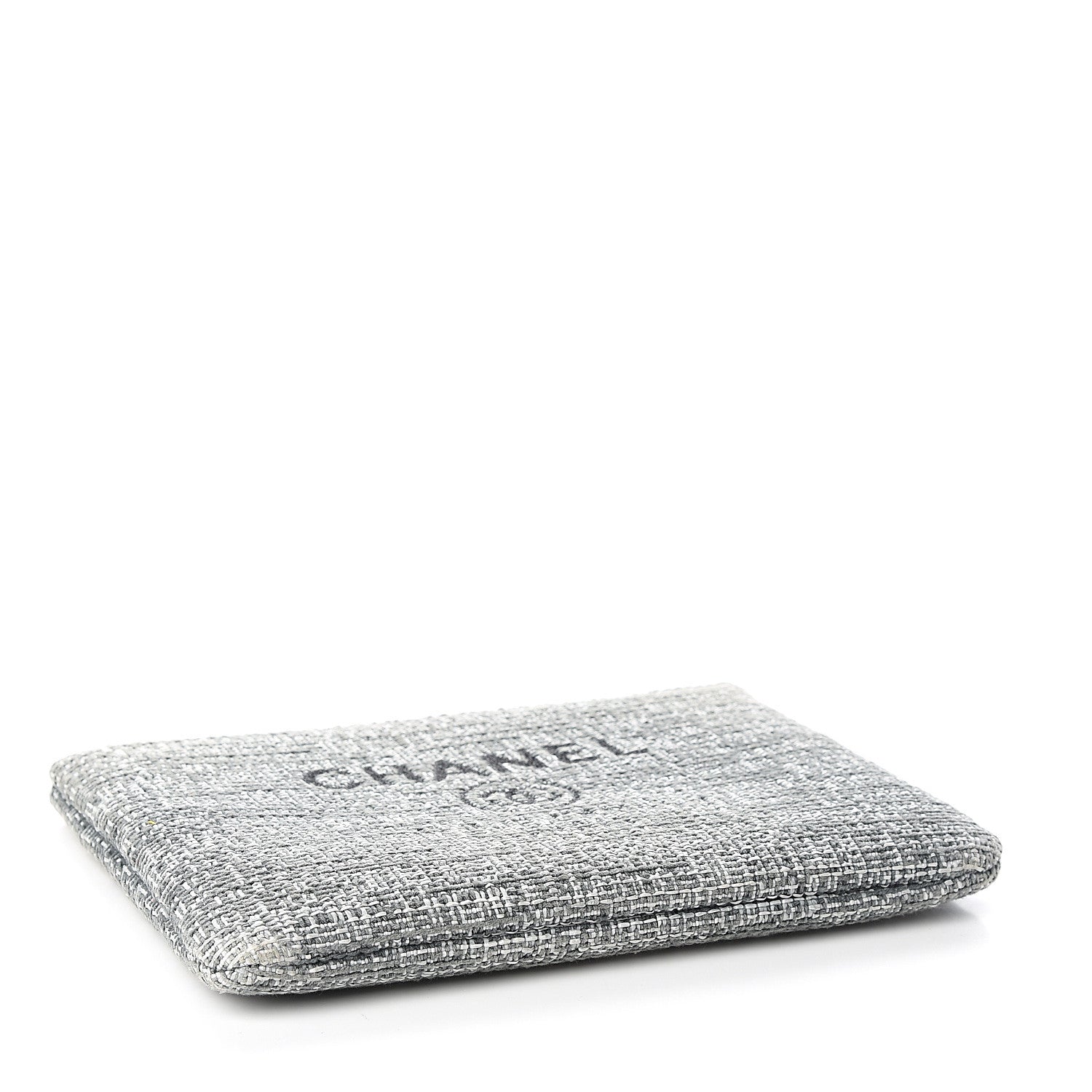 Chanel Tweed CC Medium Cosmetic Case Grey Black 3 of 7