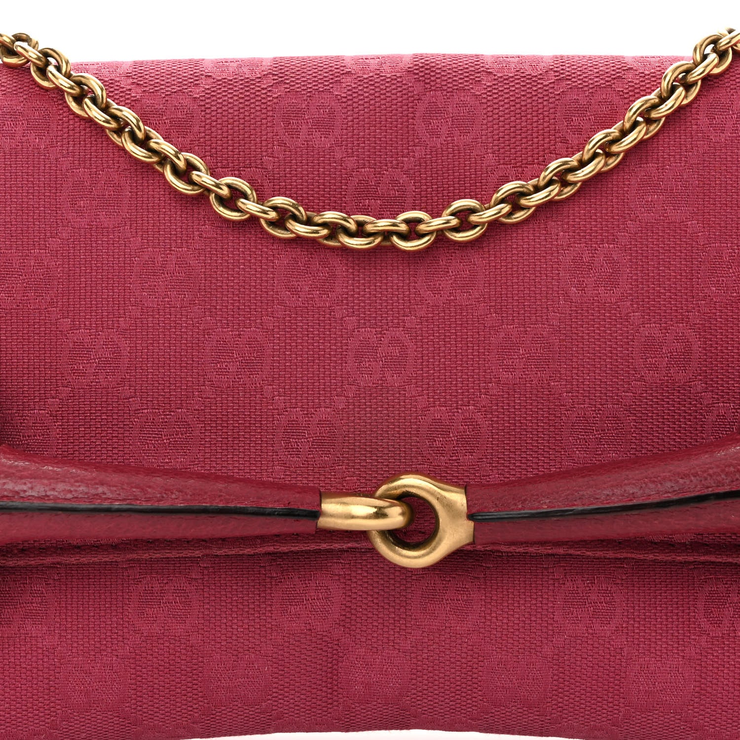 Gucci Monogram Horsebit Chain Clutch Pink 7 of 9